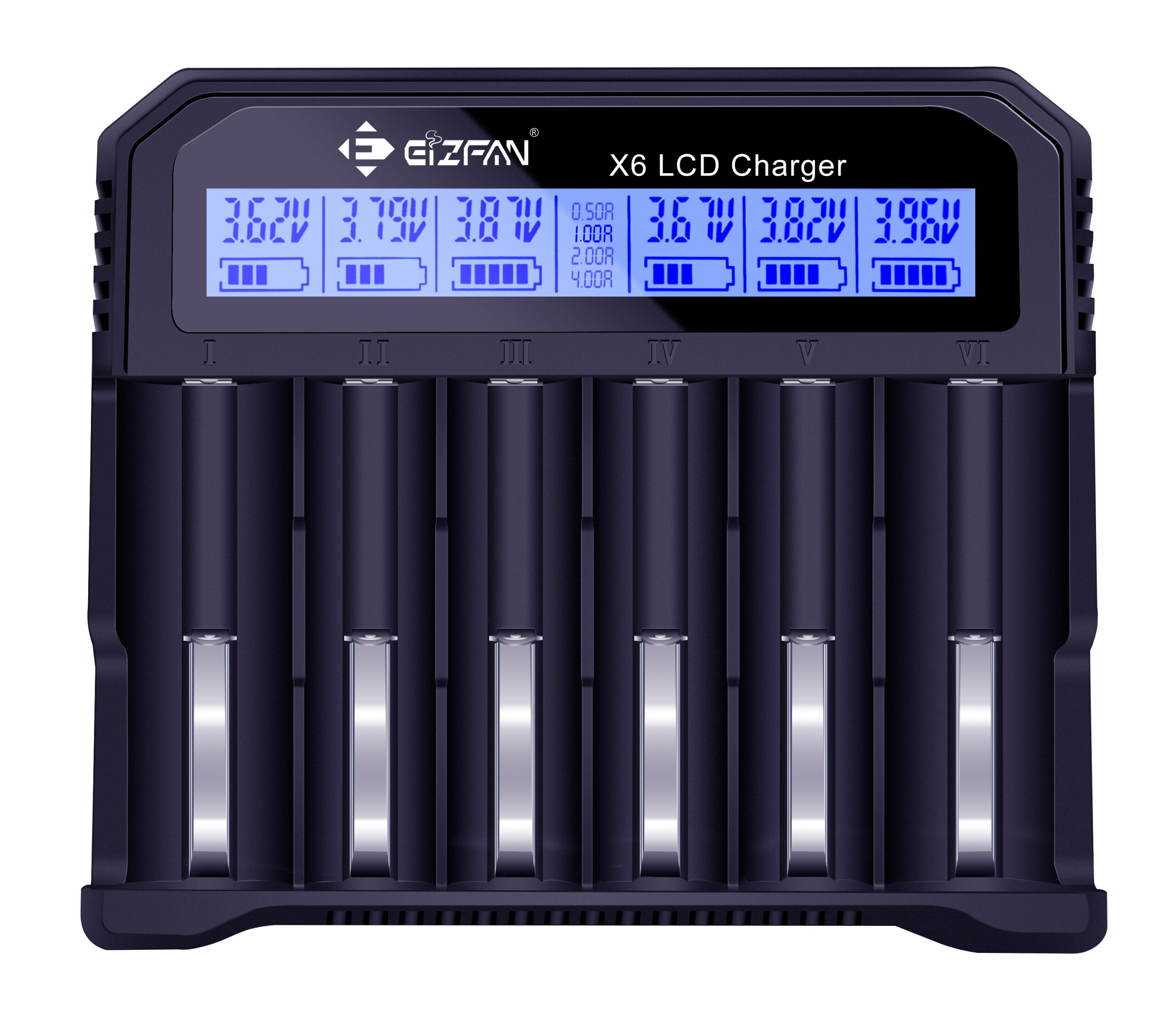 Eizfan X6 LCD Battery Charger for 18650 21700 Li-ion Batteries AU EU US UK Adapter 25W 6 Slots Battery Charger 3.6V 3.7V 1.2V - Image 5