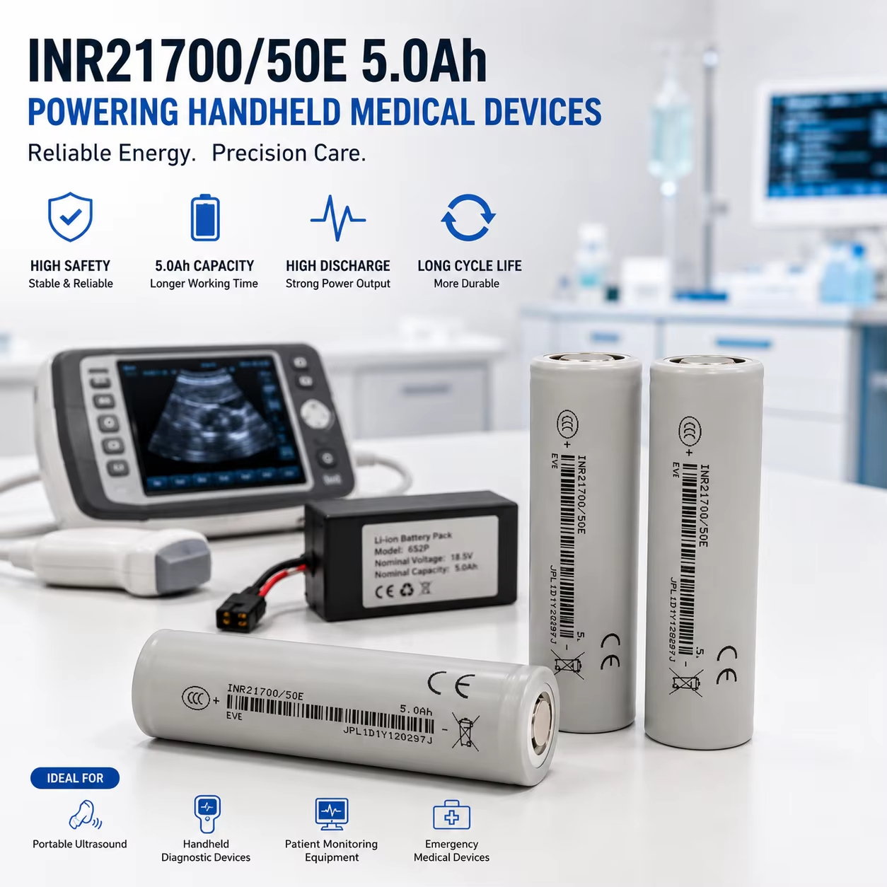 EU Stock NCM 21700 3.6V 5000mah 3.7V Battery Rechargeable 1000cycles Li Lon 21700 Battery Cylindrical Lithium Lon Battery - Image 2