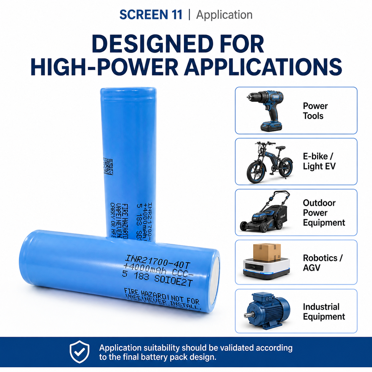 INR 21700 40T 4000mAh 35A Lithium-Ion Battery | High Power 21700 Battery Cell - Image 3