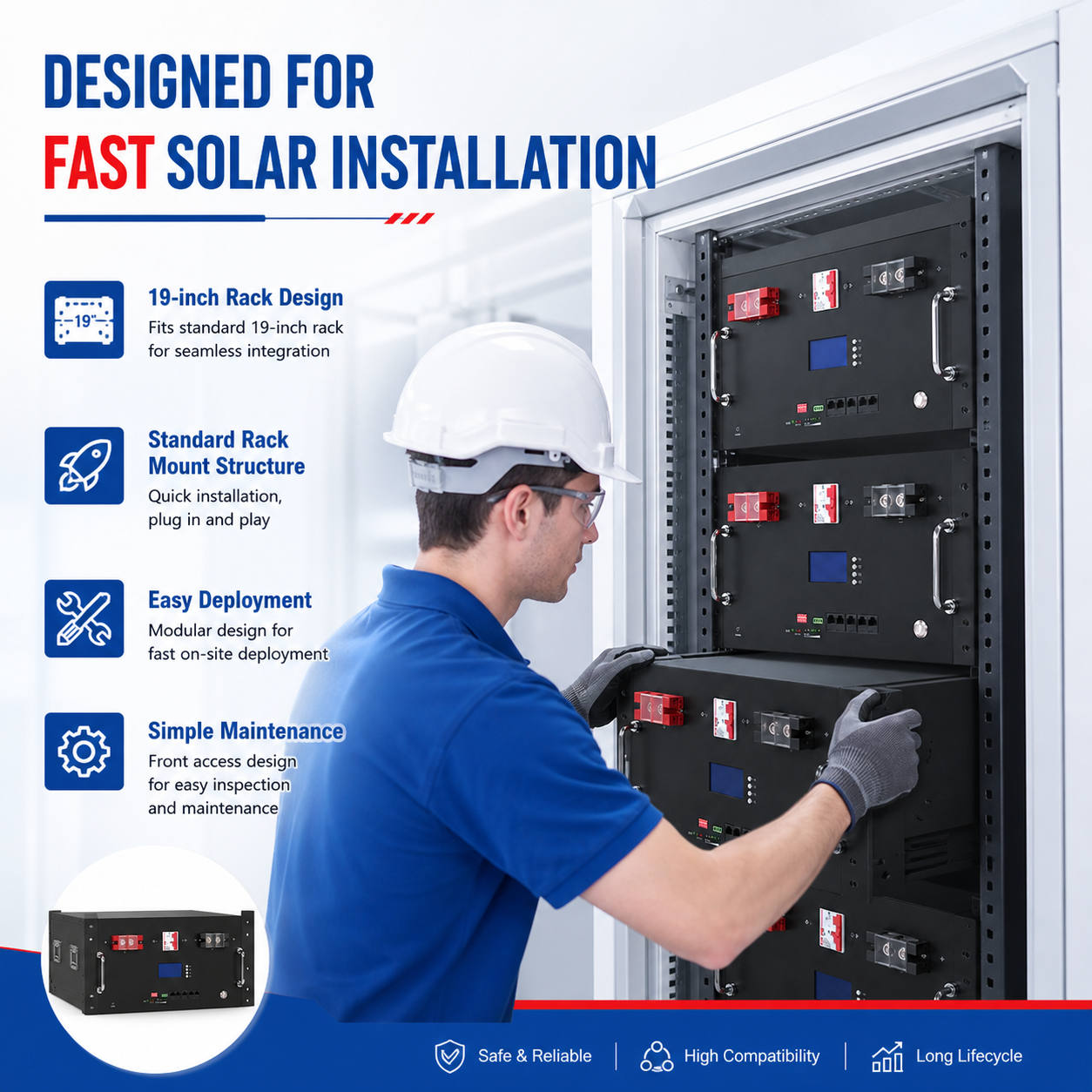 51.2V 200Ah 10kWh LiFePO4 Rack Battery for Telecom Base Station Backup Power System - Image 3
