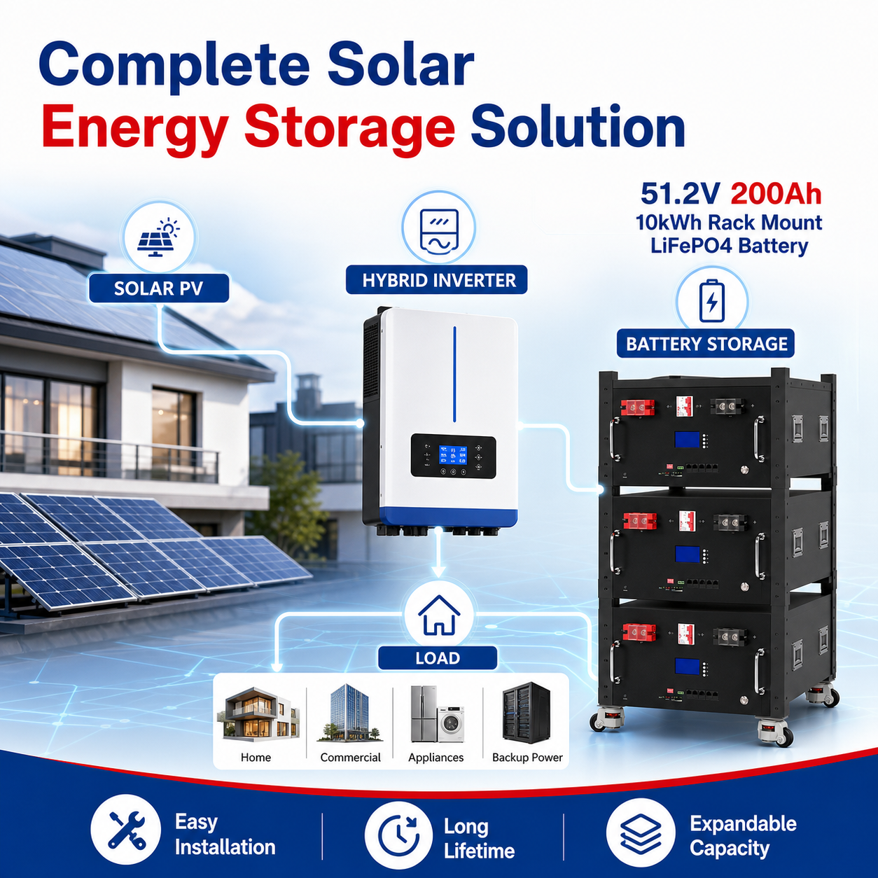 10kWh Lithium Iron Phosphate Battery Rack System for UPS Backup Power and Telecom Energy Storage - Image 6