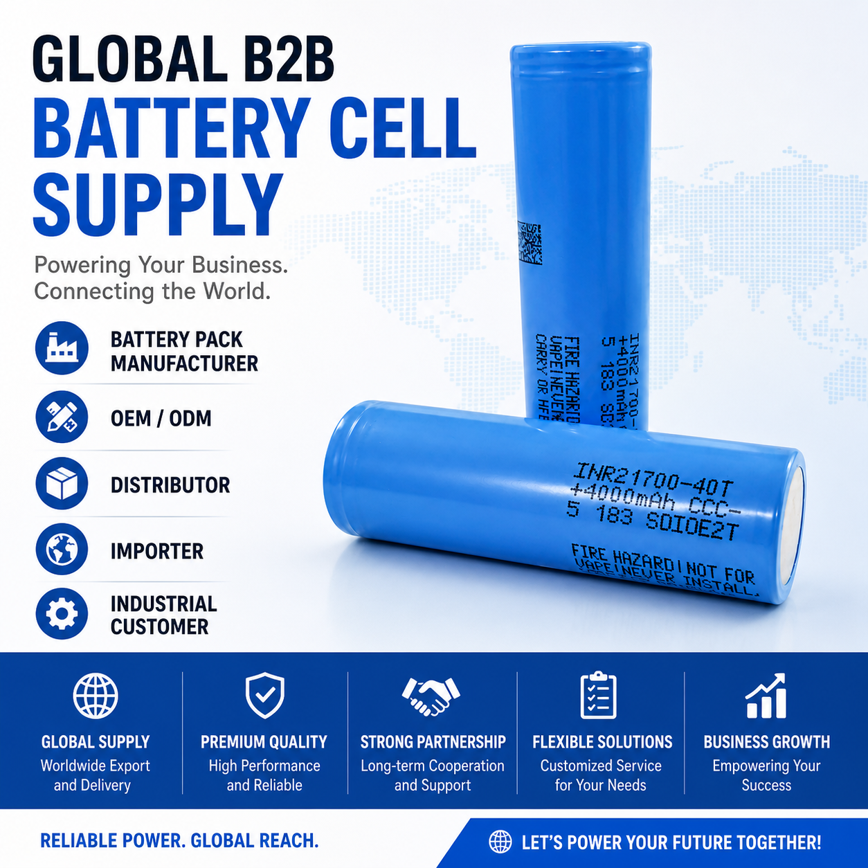 INR 21700 40T 4000mAh 35A Lithium-Ion Battery | High Power 21700 Battery Cell