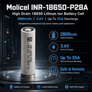 INR 18650 P28A 2800mAh 35A High Discharge Battery | High Power 18650 Lithium-Ion Cell