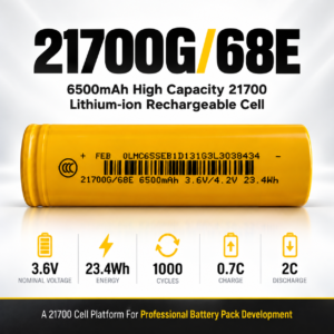 21700G/68E 6500mAh 3.6V خلية بطارية ليثيوم أيون أسطوانية قابلة للشحن لحزمة البطارية
