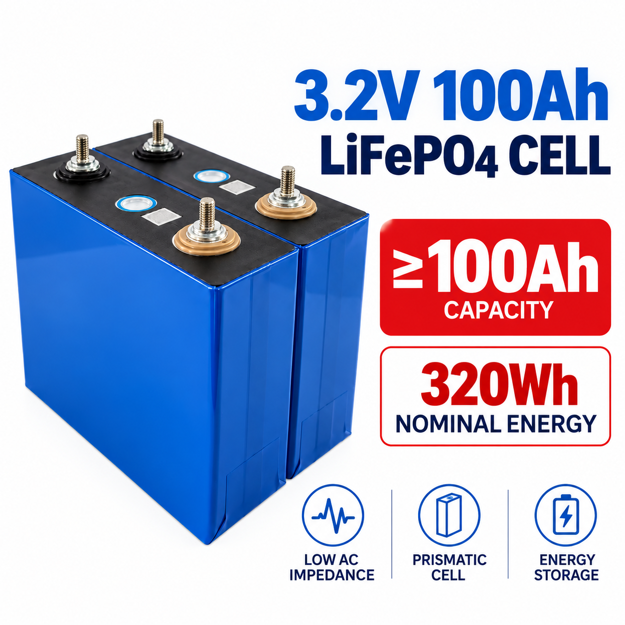 3.2V 100Ah LiFePO₄ Battery Cell for Energy Storage Applications