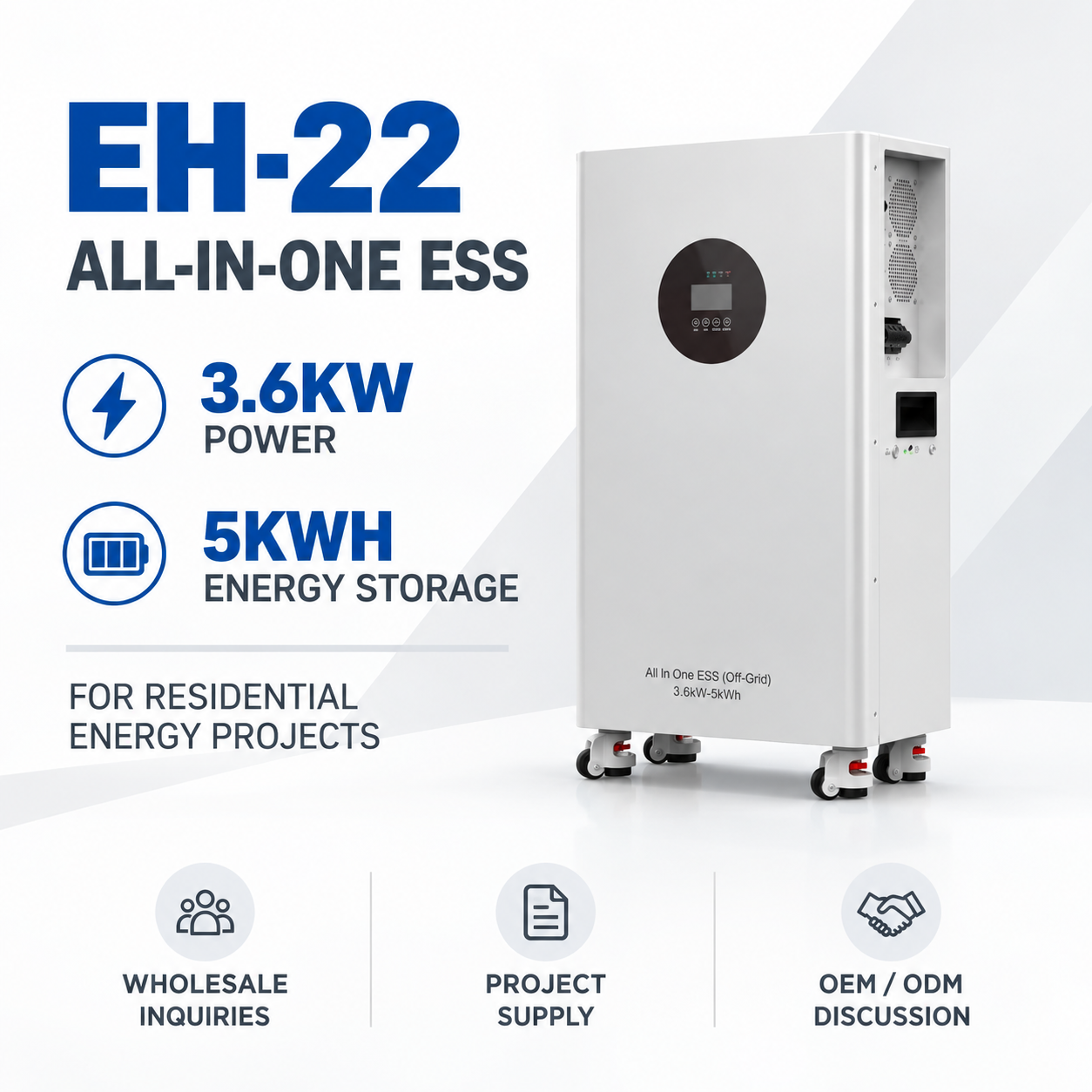 3.6KW 5KWH All-in-One Off-Grid Solar Energy Storage System for Home Backup Power EH-022