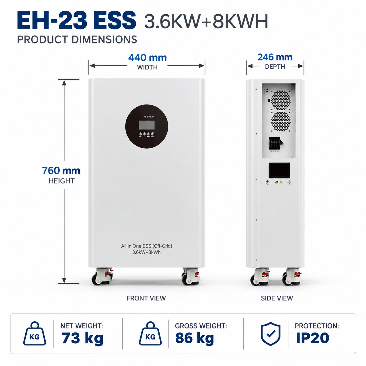 ESS 8KWH All-in-One Solar Energy Storage System with 3.6KW Inverter EH-23 - Image 6