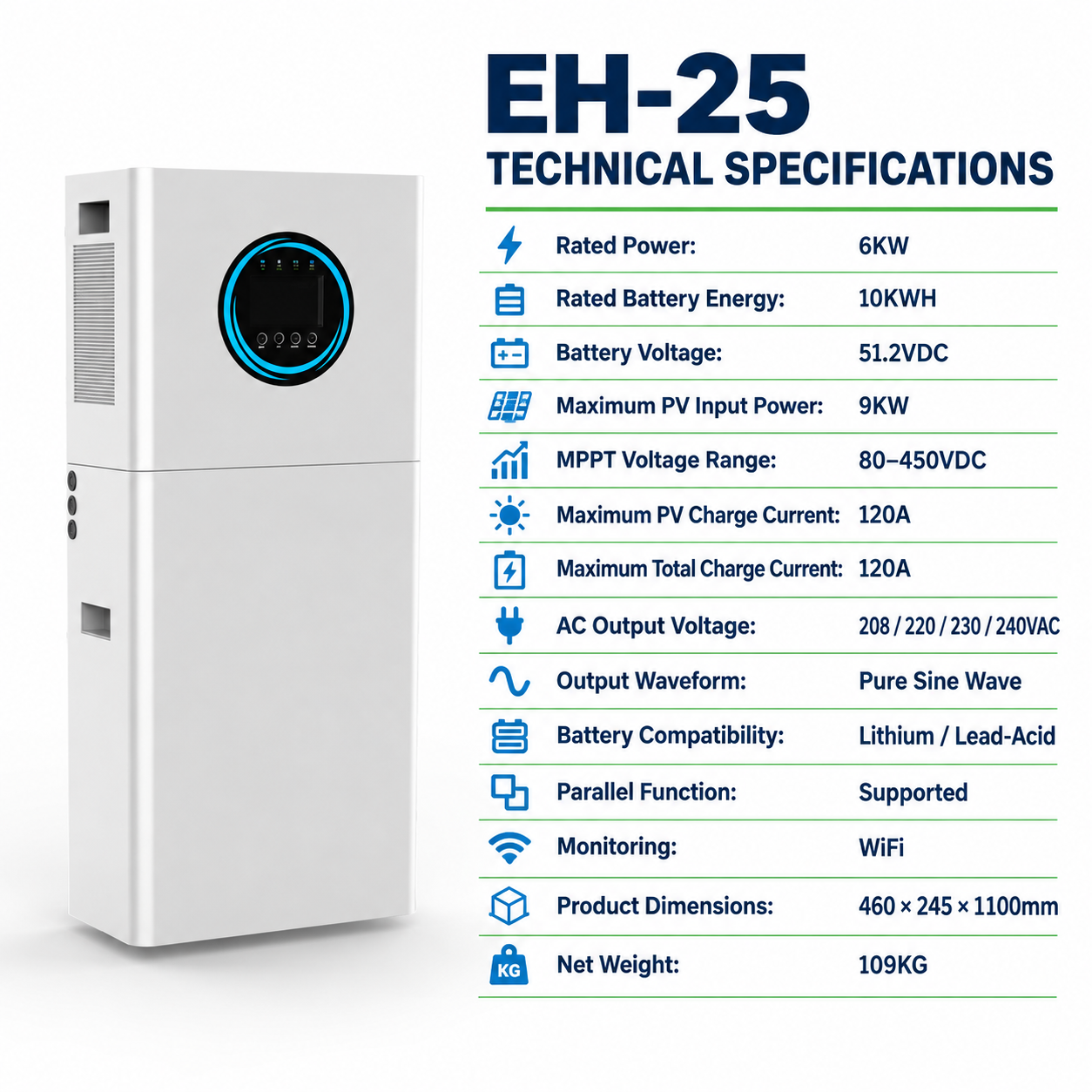 6KW 10KWh All‑in‑One ESS Off‑Grid Energy Storage System EH-025 - Image 4