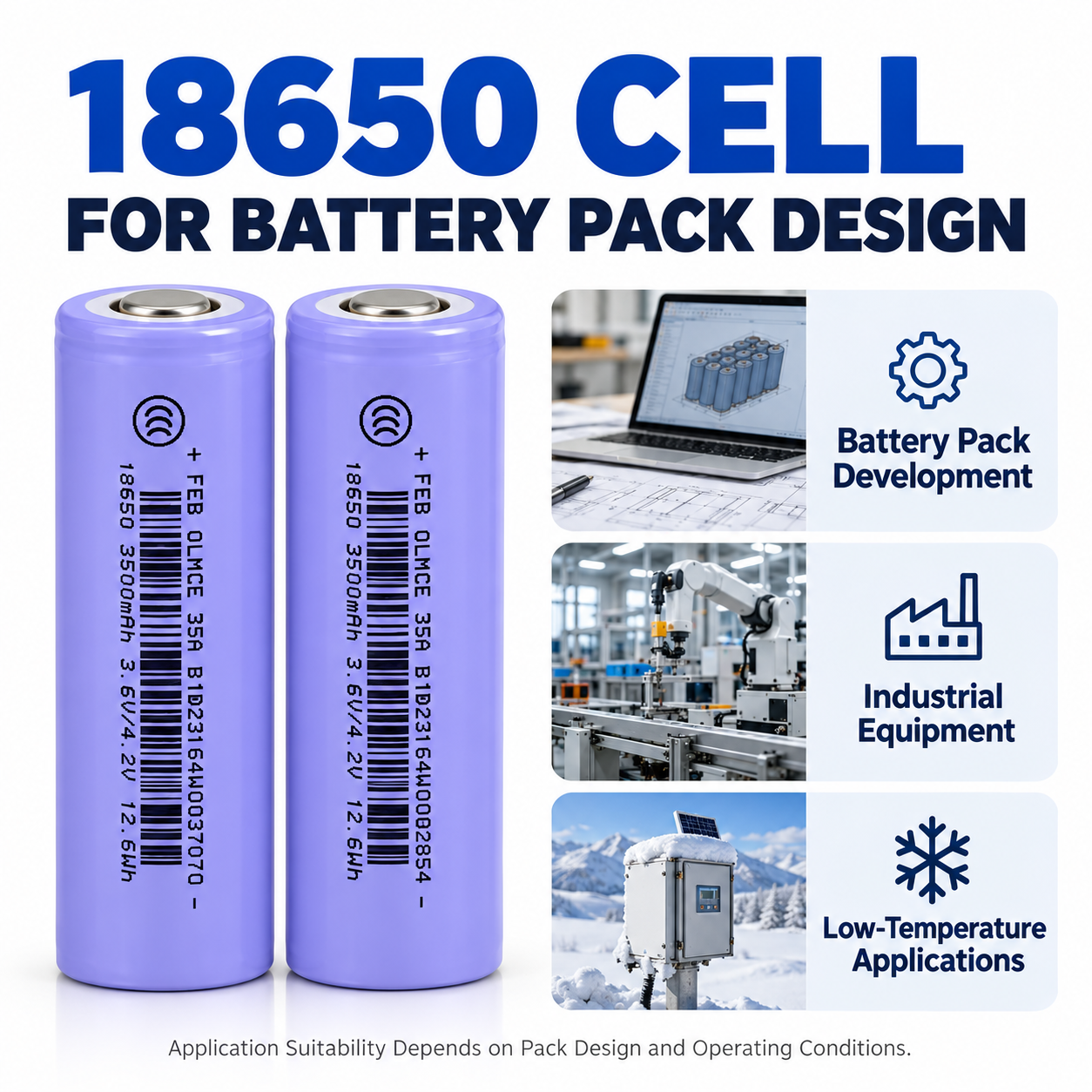 FEB 18650-35EA 3500mAh 3.6V Low Temperature Lithium-Ion Rechargeable Battery Cell - Imagen 6
