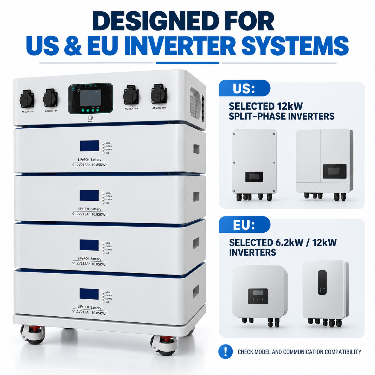 10.85kWh Stackable LiFePO4 Battery Storage System EH-61 - Image 4