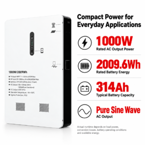 Wall-Mounted All-in-One Energy Storage System 1000W 2000Wh LiFePO4 Battery