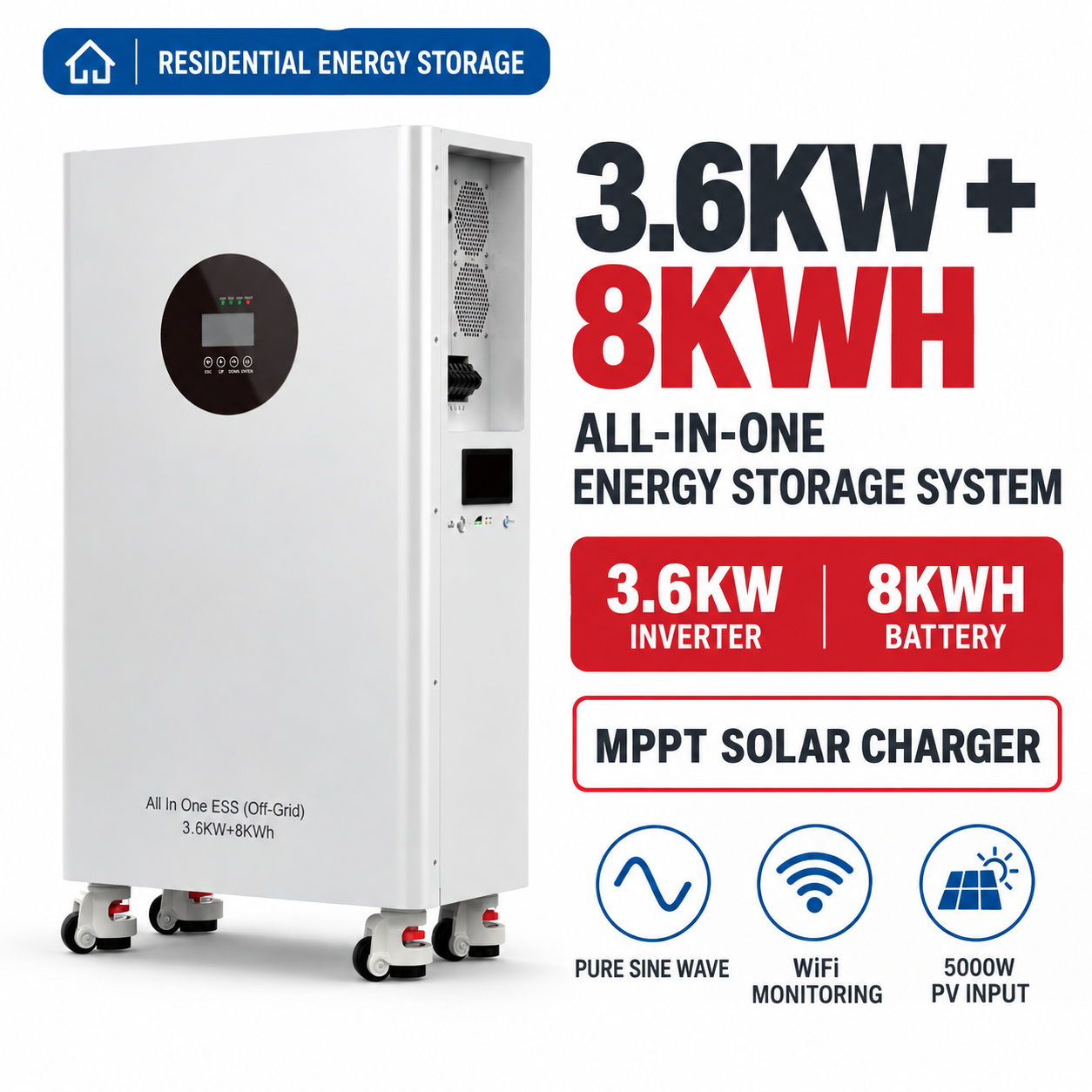 ESS 8KWH All-in-One Solar Energy Storage System with 3.6KW Inverter EH-23