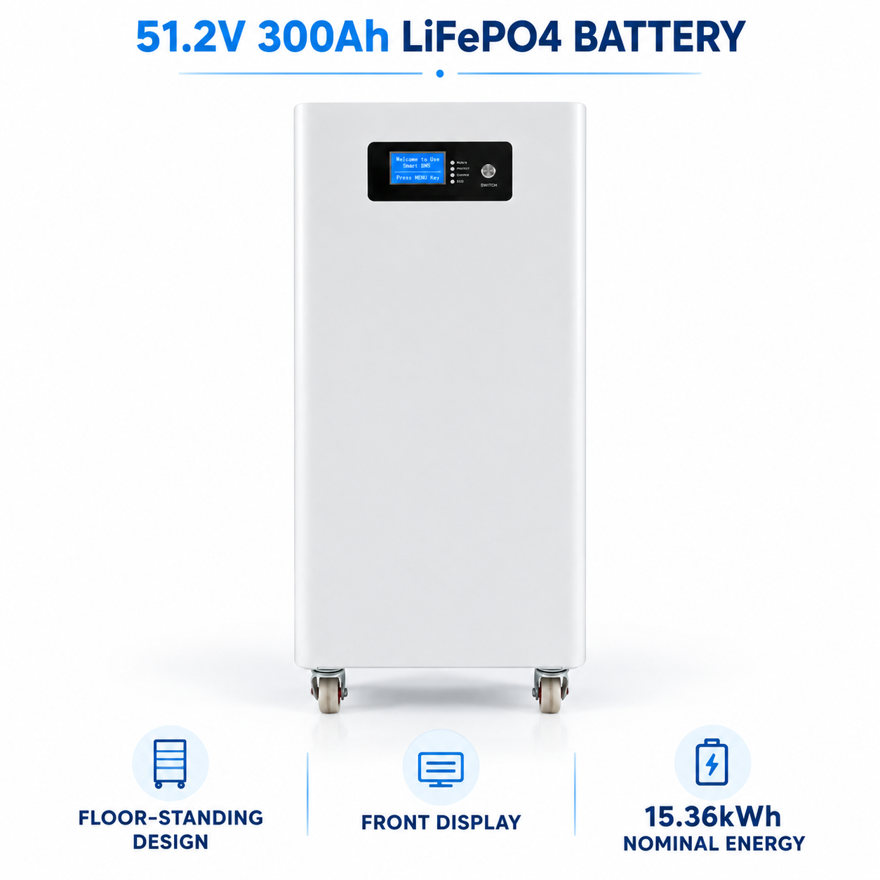 51.2V 300Ah LiFePO4 Home Energy Storage Battery for Solar Systems - Image 2