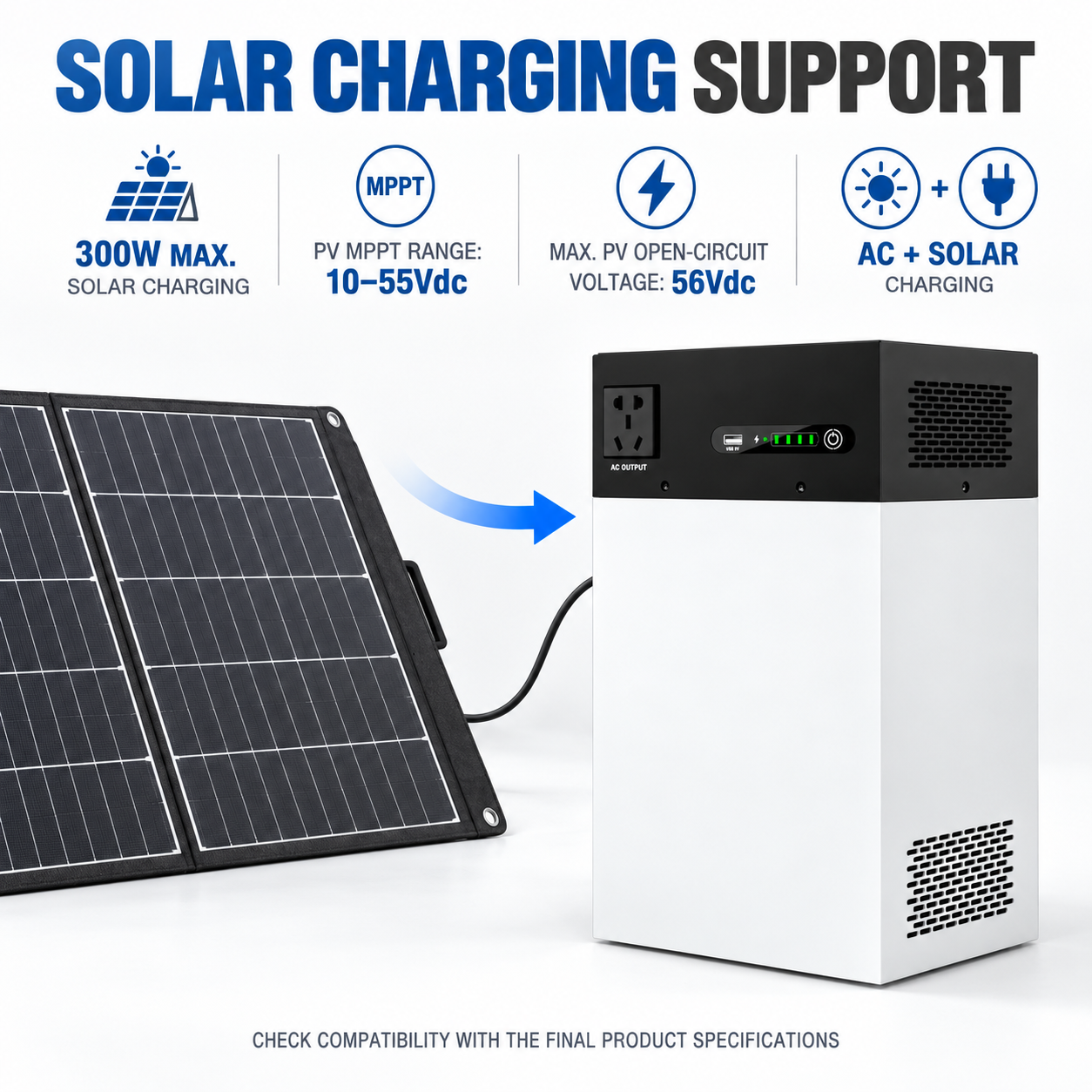 500W 1000Wh Portable Power Station with Pure Sine Wave Inverter EH-53 - Image 3