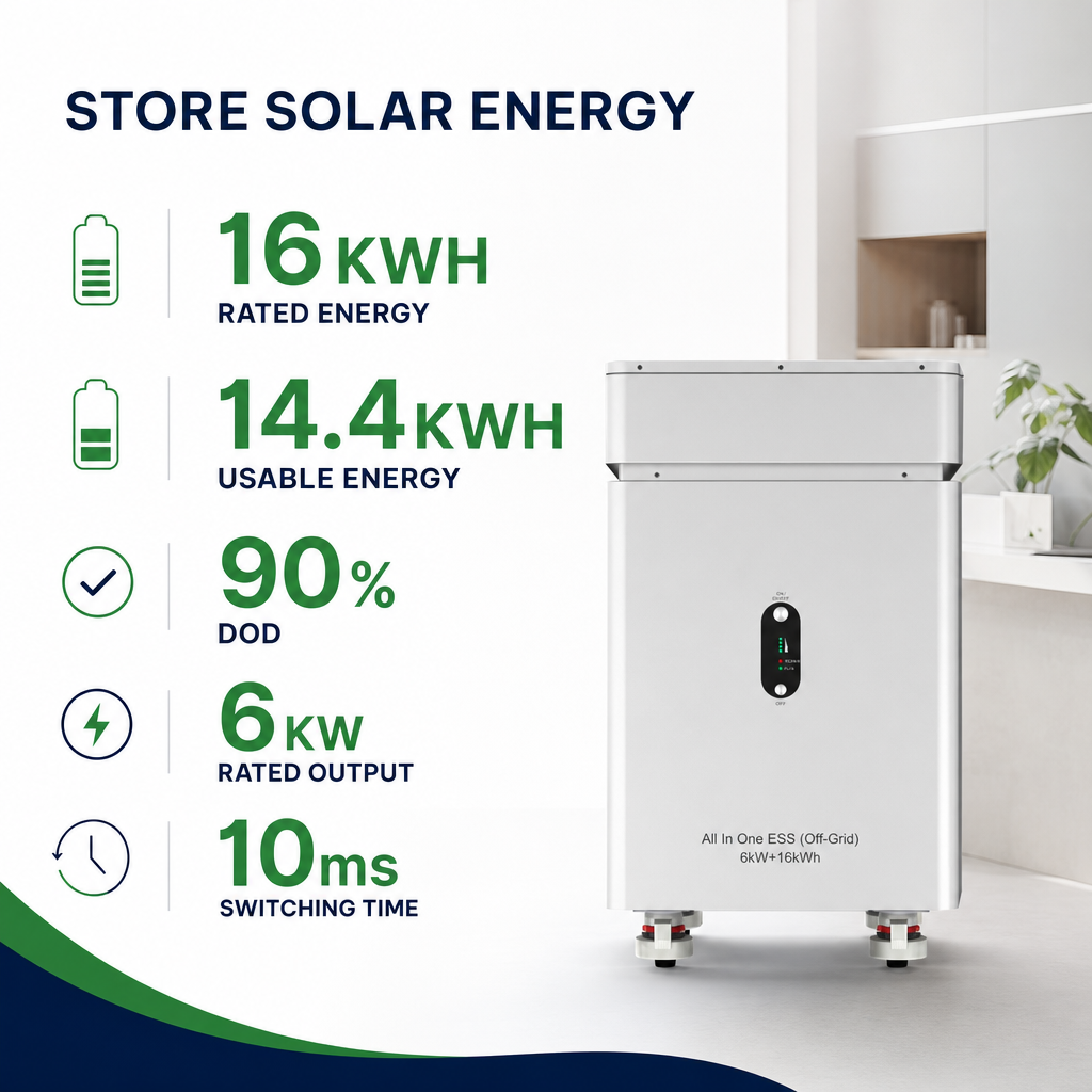 6KW 16KWH All-in-One Solar Energy Storage System with 9KW PV Input EH-28 - Image 4