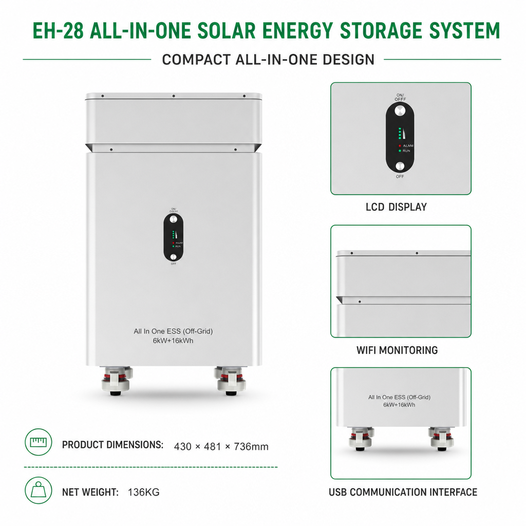 6KW 16KWH All-in-One Solar Energy Storage System with 9KW PV Input EH-28 - Image 5